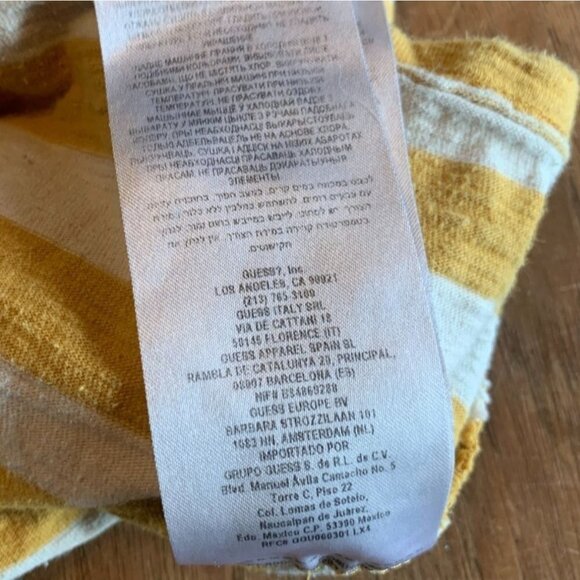 Guess Yellow Stripe Shirt Embroidered Logo - Picture 7 of 8